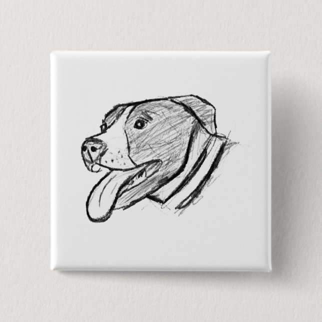 Pitbulhandgezeichnetes Foto-Hundin-Liebhaber-Poste Button (Vorderseite)
