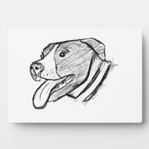 Pitbulhandgezeichnetes Foto-Hundin-Liebhaber-Poste Fotoplatte