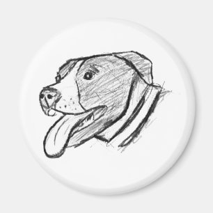 Pitbulhandgezeichnetes Foto-Hundin-Liebhaber-Poste Magnet