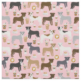 Pitbulhunde Kaffeeliebhaber Rosa Stoff