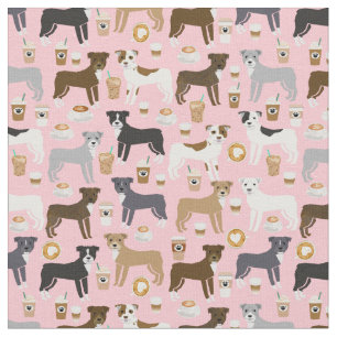 Pitbulhunde Kaffeeliebhaber Rosa Stoff