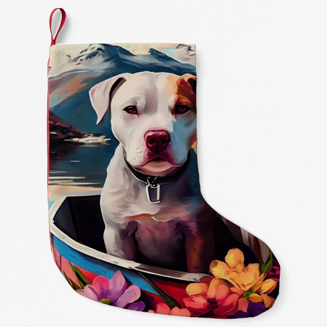 Pitbuli auf dem Paddel: Ein Landschaftliches Abent Kleiner Weihnachtsstrumpf (Vorderseite)