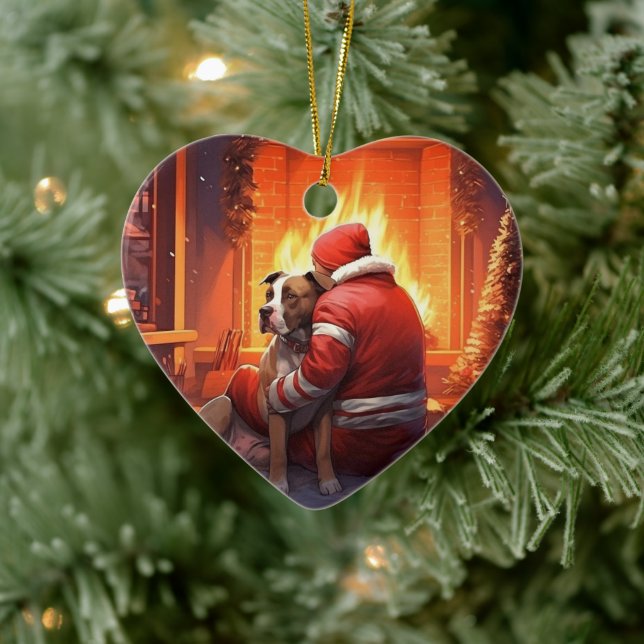 Pitbuli Feuerwehrweihnacht, Geschenk für Hundefreu Keramik Ornament (Baum)