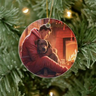 Pitbuli Feuerwehrweihnacht, Geschenk für Hundefreu Keramik Ornament