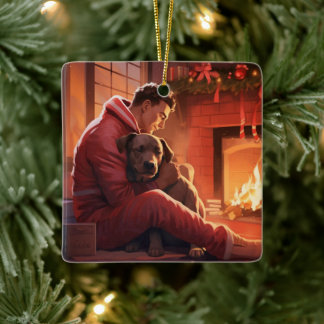 Pitbuli Feuerwehrweihnacht, Geschenk für Hundefreu Keramikornament