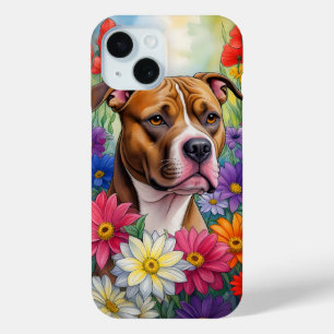 Pitbuli im Blumengarten Case-Mate iPhone Hülle