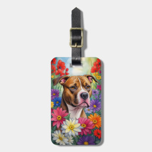 Pitbuli im Blumengarten Gepäckanhänger