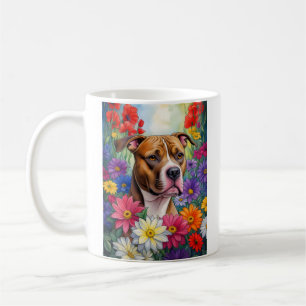 Pitbuli im Blumengarten Kaffeetasse