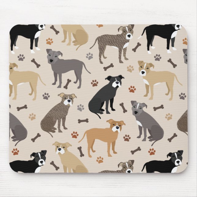 Pitbuli Paws and Bones Mouse Pad Mousepad (Vorne)