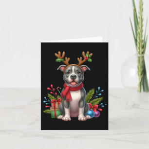 Pitbuli Rentier Weihnachtsmannmütze Weihnachten We Karte