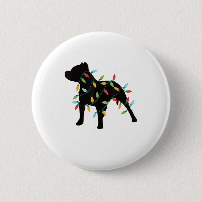 Pitbuli Weihnachtslicht Weihnachtsgeschenk Hund Lo Button (Vorderseite)