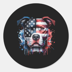 Pitbull 4. Juli American Flag Gles Patriotic D Runder Aufkleber