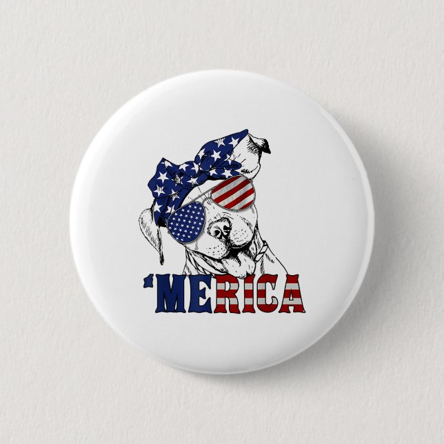 Pitbull 4. Juli Merica American Flag Sungles Button (Vorderseite)
