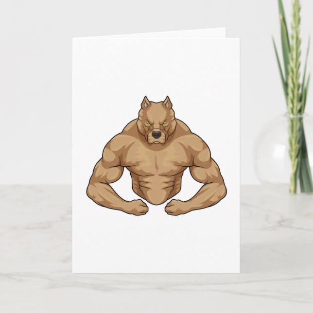 Pitbull als Bodybuilder extrem Karte (Vorderseite)