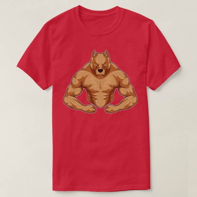 Pitbull als Bodybuilder extrem T-Shirt (Design vorne)