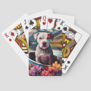 Pitbull auf einem Paddel: Ein landschaftliches Abe Spielkarten