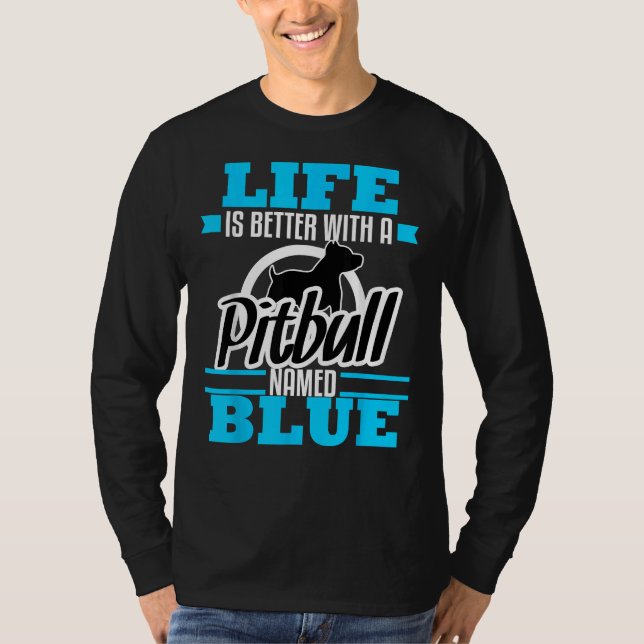 Pitbull Blue Dog Mama Vater Rescue Awareness 35 T-Shirt (Vorderseite)