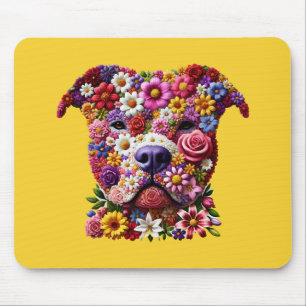 Pitbull Blumen Gesicht Hundeliebhaber Mousepad