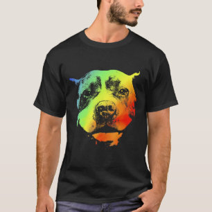 Pitbull Bunt Regenbogen Retro T-Shirt