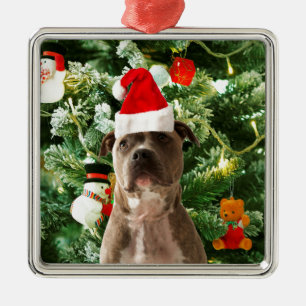 Pitbull Chien Arbre de Noël Ornements Snowman