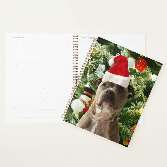 Pitbull Chien Arbre de Noël Ornements Snowman (Devant avec enveloppe)