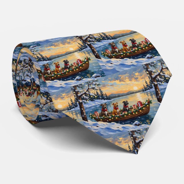 Pitbull Christmas Boat Holiday Krawatte (Gerollt)