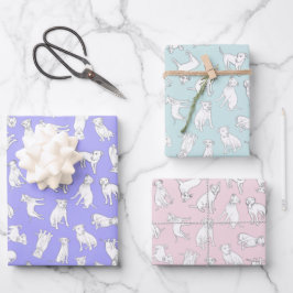 Pitbull Confetti - Aquamalz, rosa, lila Pastellfar Geschenkpapier Set
