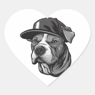 Pitbull der Mob-Boss Herz-Aufkleber