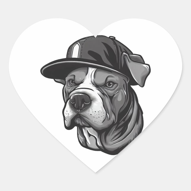 Pitbull der Mob-Boss Herz-Aufkleber (Vorderseite)