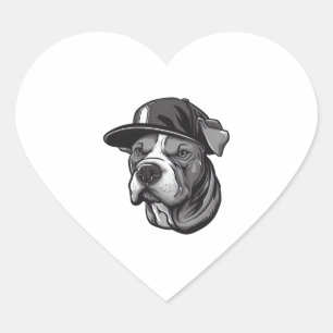 Pitbull der Mob-Boss Herz-Aufkleber