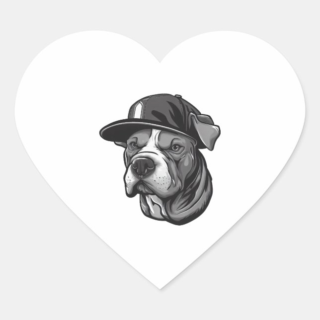 Pitbull der Mob-Boss Herz-Aufkleber (Vorderseite)