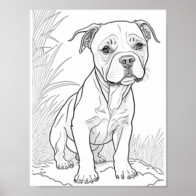 Pitbull Dog Aduloring Poster (Vorne)