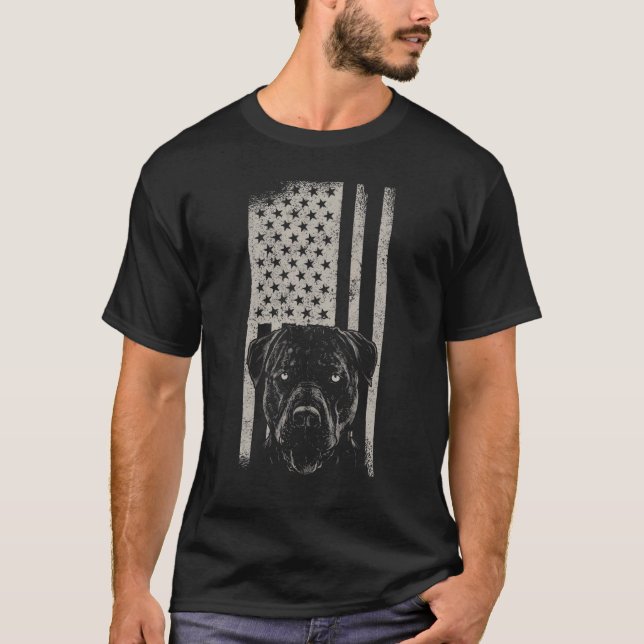 Pitbull Dog American Pit Bull Usa Flag T-Shirt (Vorderseite)