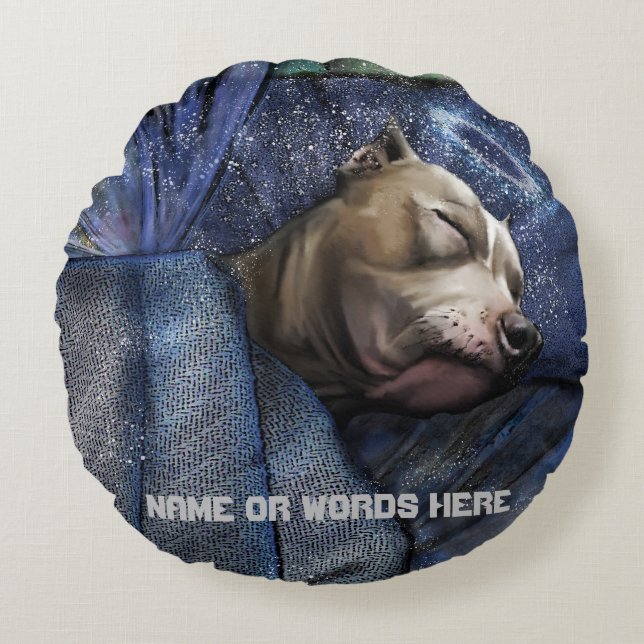 Pitbull Dog Angel Beileid Loss Beileid Rundes Kissen (Vorderseite)
