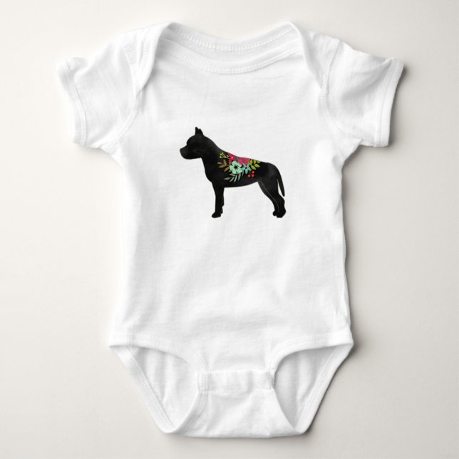 Pitbull Dog Breed Boho Silhouette Baby Strampler (Vorderseite)