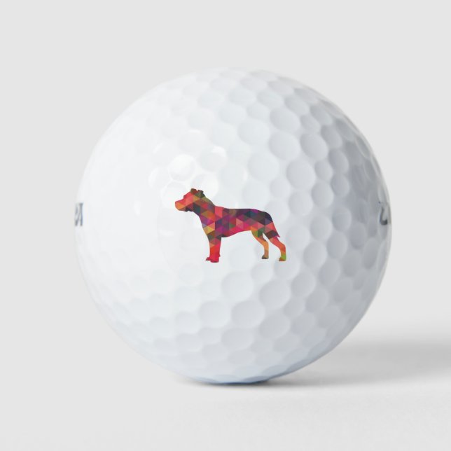 Pitbull Dog Breed Silhouette Geometric Multi Golfball (Vorderseite)