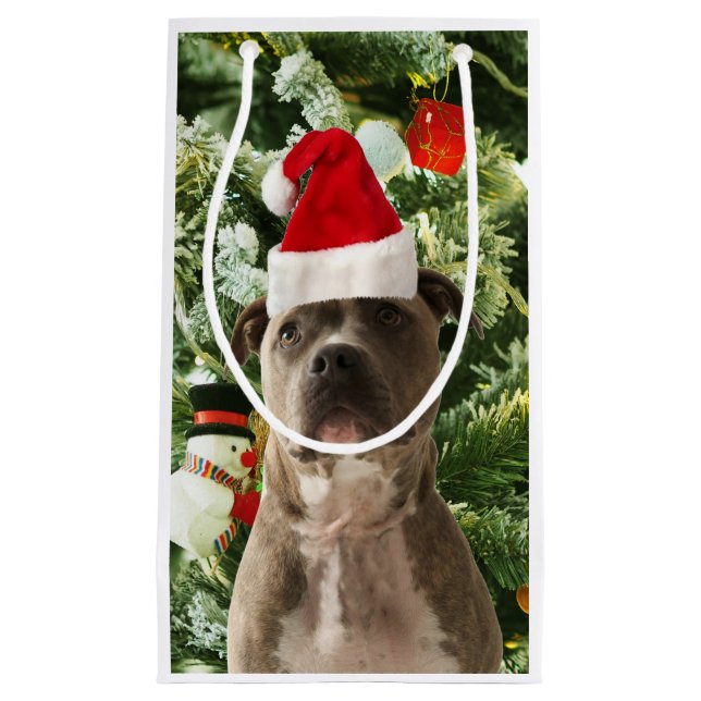Pitbull Dog Christmas Tree Ornaments Snowman Kleine Geschenktüte (Vorderseite)