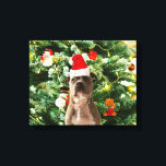 Pitbull Dog Christmas Tree Ornaments Snowman Leinwanddruck<br><div class="desc">Pitbull Hund Weihnachtsbaumschmuck Snowman Leinwand. Niedlicher Pitbull Hund mit Weihnachtsbaumschmuck Schneemann im Hintergrund.</div>