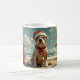 Pitbull Dog Christmas Vintag Beach Kaffeetasse