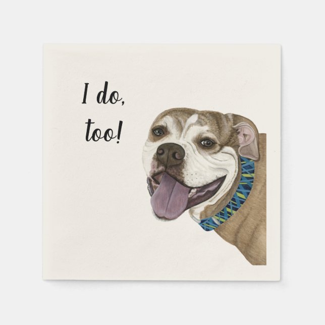 Pitbull Dog Custom Cocktail Napkin Serviette (Vorderseite)