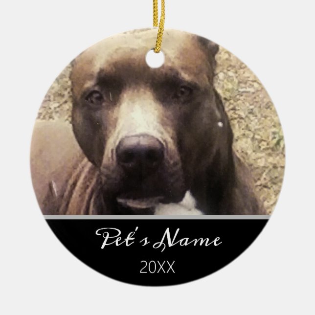 Pitbull Dog Custom Pet Foto Weihnachten Keramik Ornament (Vorne)