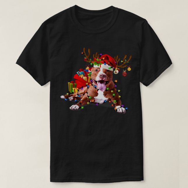 Pitbull Dog Funny Pitbull Weihnachtsmann Chris Chr T-Shirt (Design vorne)