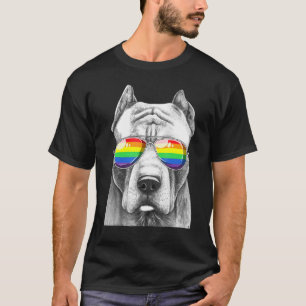 Pitbull Dog Gay Pride Flag Sonnenbrille Lgbt T-Shirt