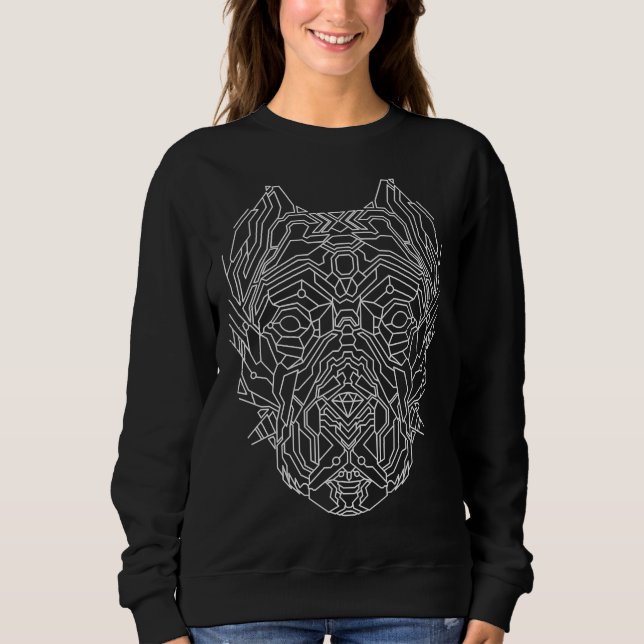 Pitbull Dog Geometric Head White Lines Sweatshirt (Vorderseite)