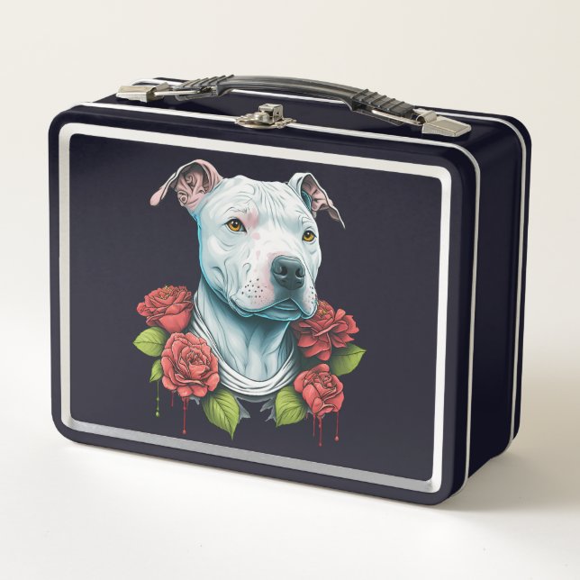 Pitbull Dog Gothic Blood Rose Pittie Pit Bull Metall Brotdose (Vorderseite)