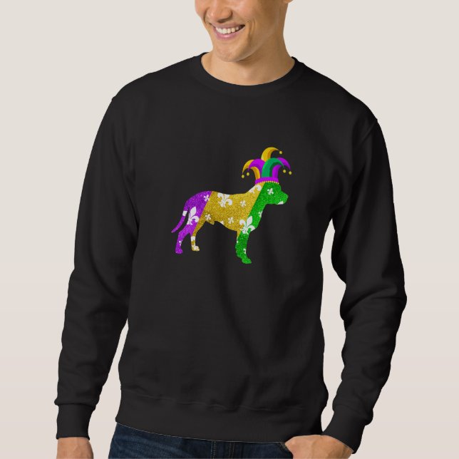 Pitbull Dog Mardi Gras Carnivals Funny Puppy Lover Sweatshirt (Vorderseite)