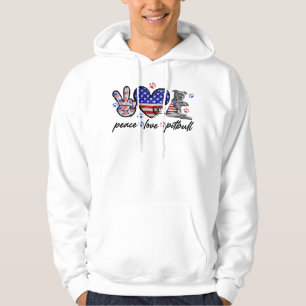 Pitbull Dog Peace Liebe Pitbull 4. Juli Amerika Hoodie
