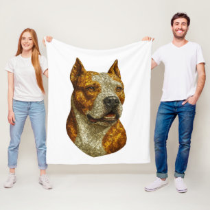 Pitbull Dog Portrait Fleecedecke
