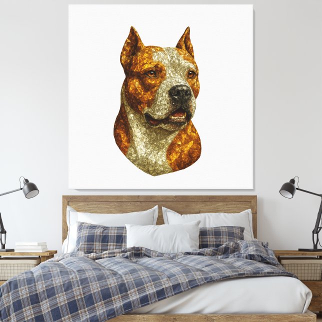 Pitbull Dog Portrait Leinwanddruck (Insitu (Schlafzimmer))