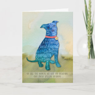 Pitbull Dog Sympathy Card - von allen Wörtern Karte